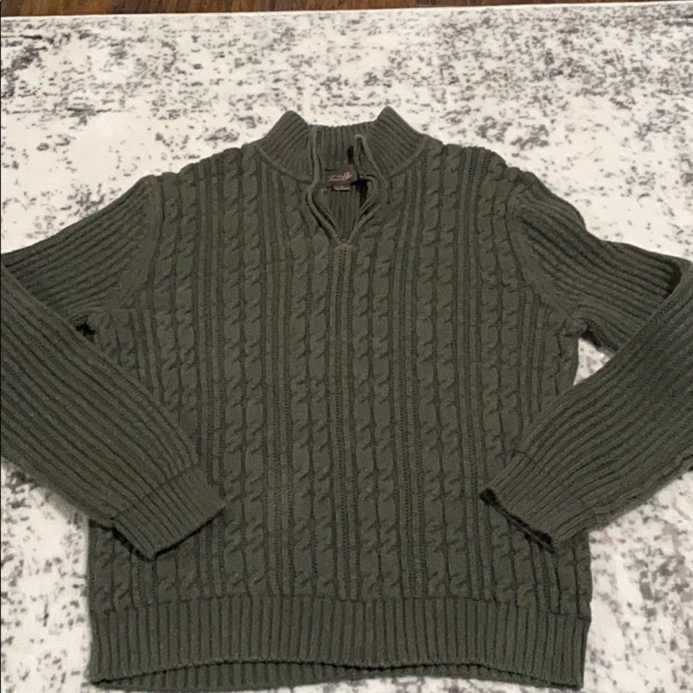 Tasso Elba rope wire knit size M army green EUC perfect sweater for holidays